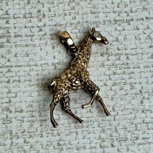 Gold Plated Silver 925 Giraffe Charm Pendant with Diamond Eye